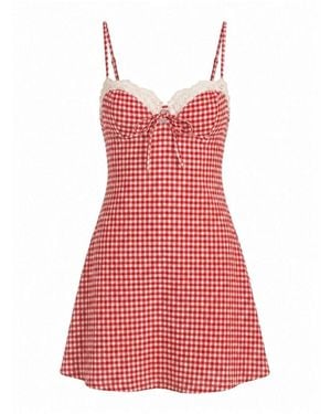Montce Micro Gingham Lena A-Line Dress - Red