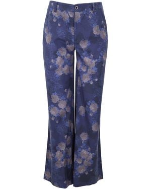 lords of harlech Phillis Lans Floral Stretch Tencel Tailored Pant - Blue