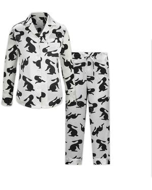 Silkinc Rabbit Silk Pyjamas Setin - White