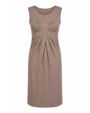 Conquista Pleated Empire-Line Jersey Dress - Brown