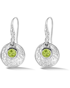 Dower & Hall Hammered Disc & Peridot Array Drop Earrings - Green