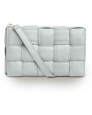 Apatchy London Clay Padded Woven Leather Crossbody Bag - Gray