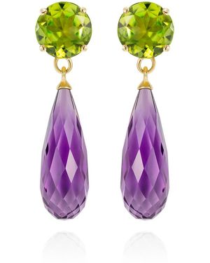 Augustine Jewels Amethyst & Peridot Drop Earrings - Green