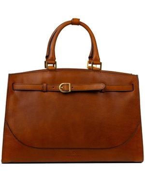 Time Resistance Leather Handbag - Brown