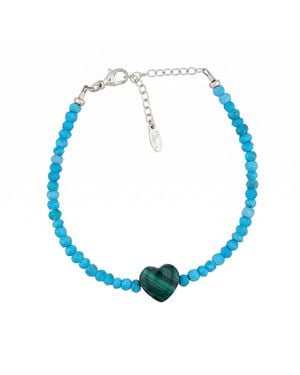 Kris Nations Malachite Heart & Beaded Bracelet - Blue