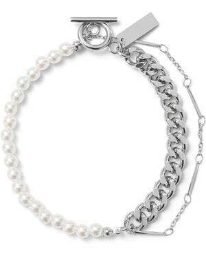 Undefined Jewelry Pearl & Chain Layered Bracelet Mmrz - Metallic