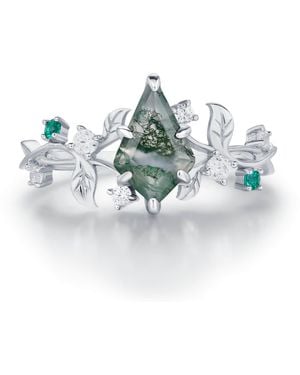 Azura Jewelry New York Secret Garden Moss Agate Emerald Ring Vermeil - Blue