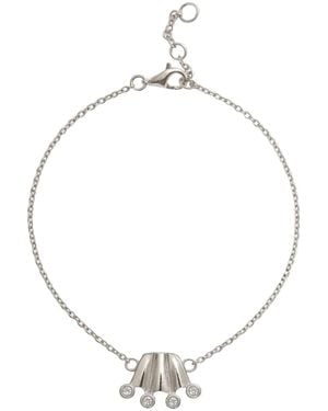 Pearl Code Diamond Crown Paw Inspired Chain Bracelet - Metallic