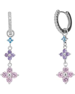 Spero London Pastel Clovers Pave Drop Earrings - White