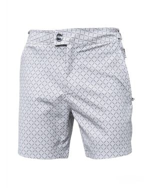 Vayla Long Length Light Geometric Print Swim Shorts - Blue