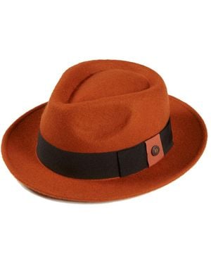 Dasmarca Hats Pablo Rust Felt Wide Brim Wool Felt Fedora Hat - Brown