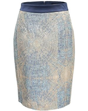 Smart and Joy Bi-Material Brocade Short Skirt - Blue