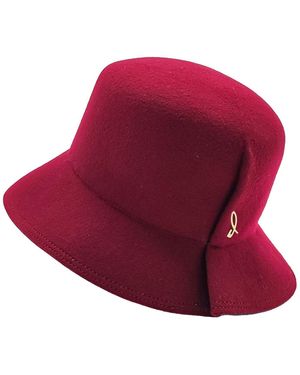 DORIA 1905 Bordeaux Wool Felt Rolling Cloche - Red
