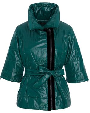 concept A trois Emerald Short Jacket With Zippers On The Sleeves And A Drawstring - Green
