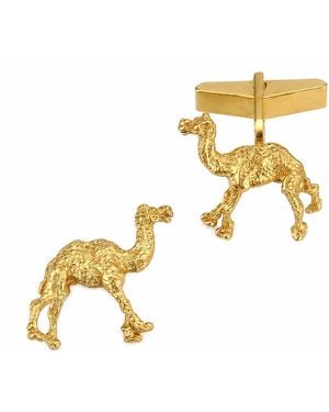 Simon Kemp Jewellers Camel Cufflinks Eighteen Carat On Recycled Sterling - Metallic