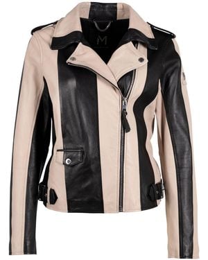 Mauritius Striped Leather Jacket Armilla - Black