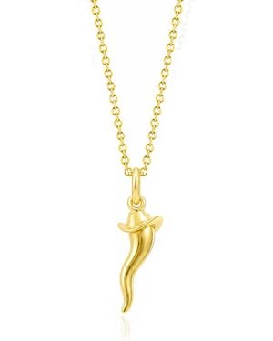 Unaloe Plated Sterling Italian Horn Necklace With Cowboy Hat Detail - Metallic
