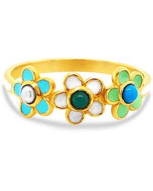 GEM BAZAAR Fleury Flower Band Ring - Yellow