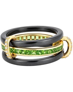 Artisan 14K Tsavorite, Diamond & Ceramic Statement Ring - Metallic