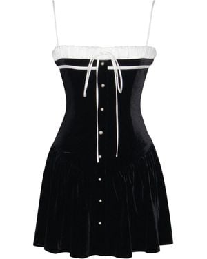 Miss Circle New York Olya & Velvet A-Line Corset Mini Dress - Black