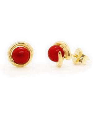 Unaloe Natural Coral Stud Earrings - Multicolour