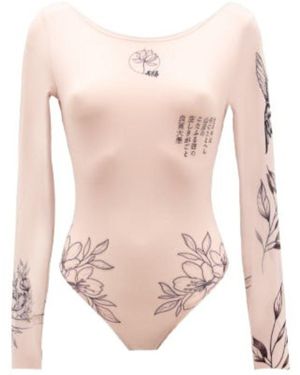 Daily Underwear Bodysuit Tattoo Peony - Pink