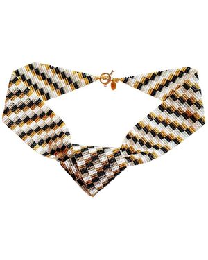Iliana Arrazola Minimalist Deconstructed Necklace, And, Glass Beads, Beaded Jewellery - Metallic