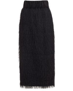 Julia Allert Textured Pile Column Midi Skirt - Black