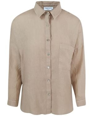 Haris Cotton Neutrals Solid Drop Shoulder Linen Shirt Beach Sand - Natural