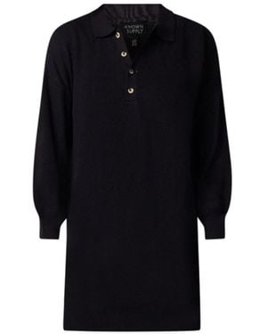 Known Supply Collared Button Jumper Dress - Black