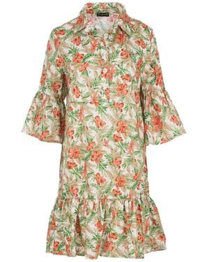 Conquista Tropical Oasis Cotton Mini Dress - Metallic