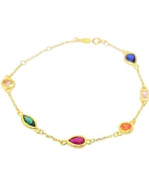 Sophelia Geometric Multicolour Gemstone Plated Bracelet - Metallic