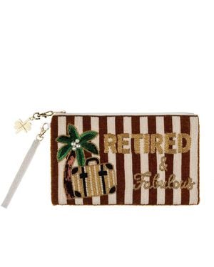 Laines London Retired & Fabulous Hand Beaded Pouch - Brown