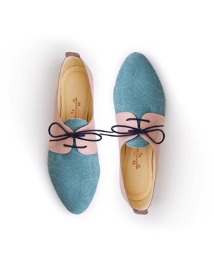 Mandragora Design Ingrid Mint & Nude Oxford Shoes - Blue