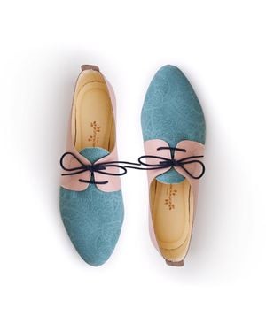 Mandragora Design Ingrid Mint & Nude Oxford Shoes - Blue