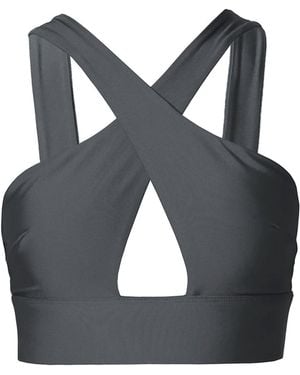 AGGI by HALEWSKI Isla Smoked Pearl Crop Top - Black