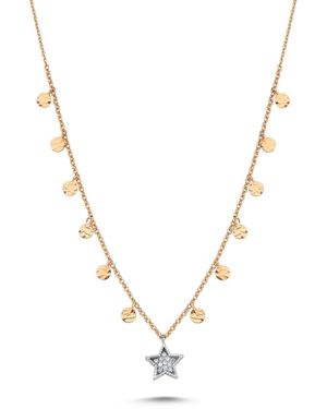 Ecce | Artisan Diamonds Single 14Ct Star Diamond Sequin Necklace - Metallic