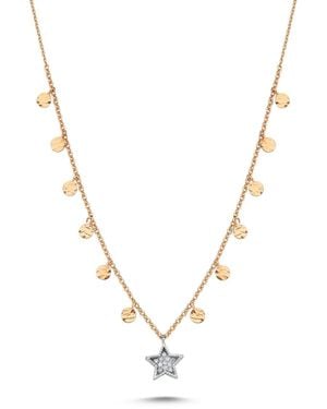 Ecce | Artisan Diamonds Single 14Ct Star Diamond Sequin Necklace - Metallic