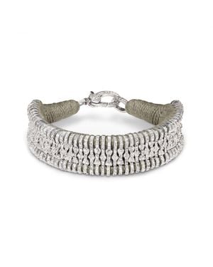 Caravan of Stones Neutrals Cashmere Earth Stacker Adjustable Diamond Thread Bracelet - Metallic