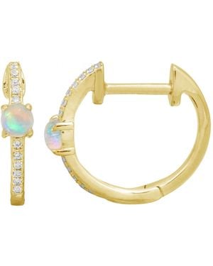 KAMARIA Ethiopian Opal & Diamond Huggie Earrings - Metallic