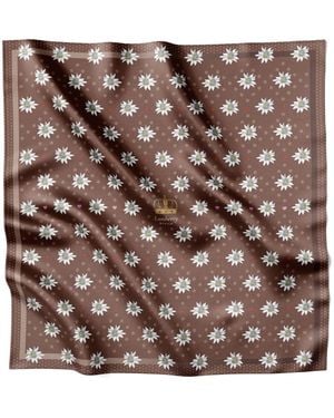 Lamberty Munich Midi Alpine Edelweiss & Ladybug Silk Twill Chocolate - Brown