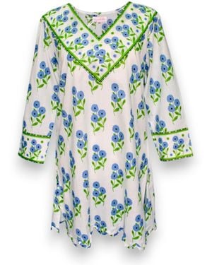 Mary Marshmallow V-Neck Scallop Tunic - Blue