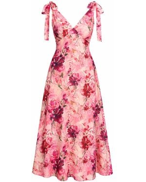 Girl In Mind Beverly Floral Tie Shoulder Midi Dress - Pink
