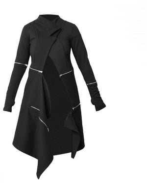 Metamorph Extravagant Long Coat - Black