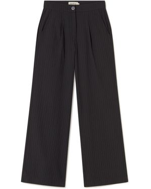 Thinking Mu Wide Leg Seersucker Manolita Pants - Black