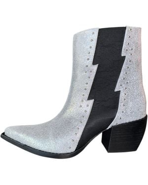 Any Old Iron The Lightning Bolt Leather Boots - Blue
