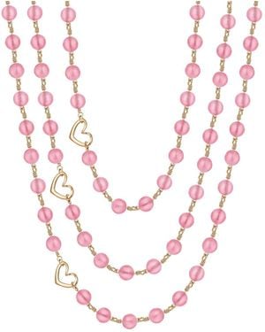 Rejected Hearts Club Rosado Glass Beaded Triple Necklace Socialite - Pink