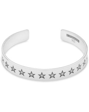 CarterGore Sterling Etched Stars Bangle Large Size - Metallic