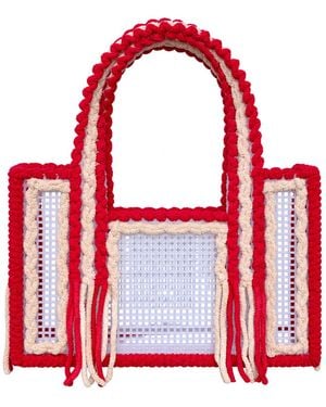 Growny Cherry Vanilla Crochet Mesh Tote - Red