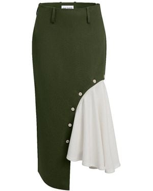 Balsais Banana Fibre Midi Skirt With Detachable Panel - Green